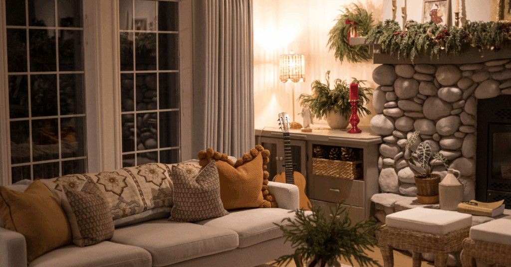 cozy Christmas decor and DIY Christmas pillow covers